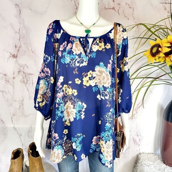 Liberty Love gorgeous floral print peasant top - Picture 1 of 7